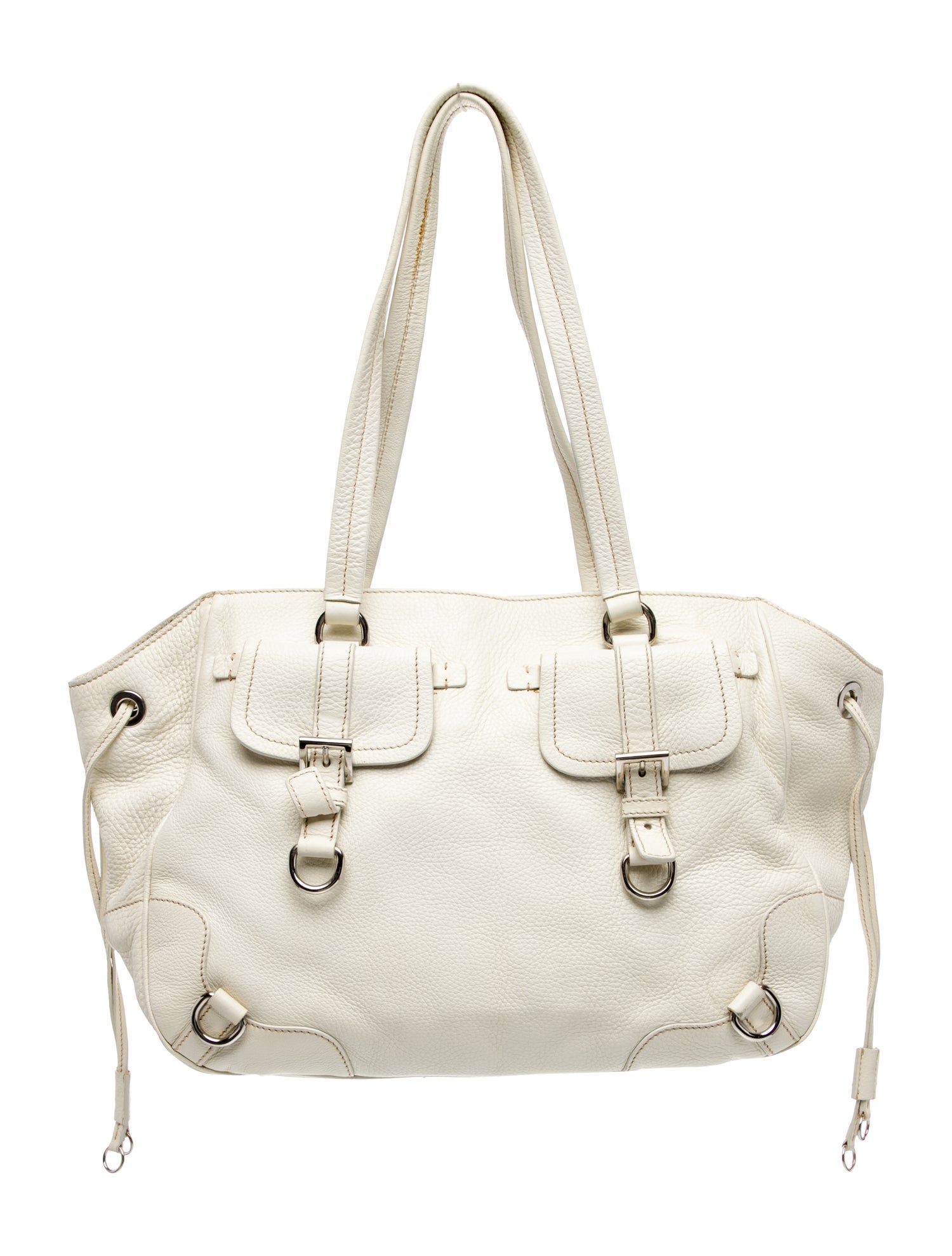 Prada Enameled Metal Triangle Daino Shoulder Bag